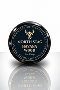 North Stag Havana Wood Beard & Hair Pomade black tin with navy and gold label, 2 oz / 56 g